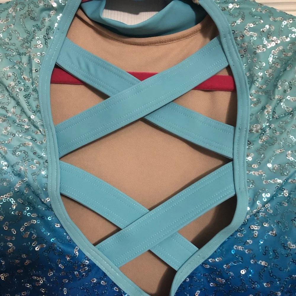 Weissman‎ blue ombré sequins costume dance recital girls size medium child